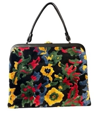 Bolso Cartera Alfombra Tapiz Vintage Colorido Floral Tamaño Mediano Usado en Excelente Condición Foto 1 de 4