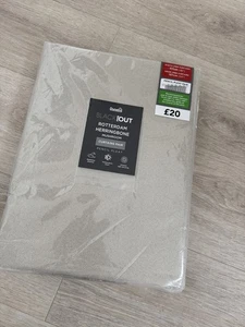 dunelm blackout curtains pencil pleat herringbone. mushroom W 46” x D 54” - Picture 1 of 5