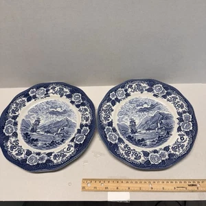 Vintage Royal Warwick Lochs of SCOTLAND Speiseteller blau & weiß England 10" {2} - Bild 1 von 4