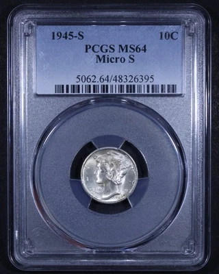 1945-S Mercury Dime (Micro S) - 10c PCGS MS64 - Nice Variety! - Image 1 of 4