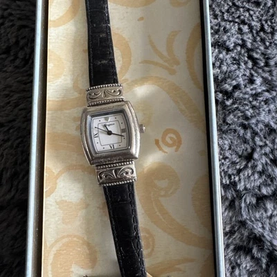 Brighton Womens Waterford Watch Rotating Black & Red Leather Band Needs Battery - Image 1 of 4