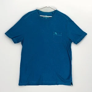 Camicia Tommy Bahama adulto grande blu teal marlin preppy casual tasca maglietta uomo - Foto 1 di 6