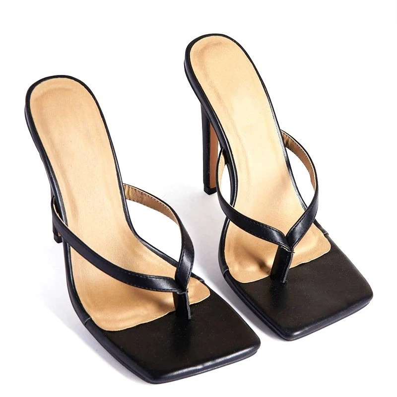 Mujeres Puntera Cuadrada Tacones Altos Chanclas Tacón Delgado Tacones de aguja Sexy Zapatos de salón Foto 1 de 4