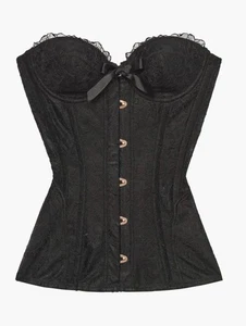 NWT SAVAGE X FENTY Embroidered LACE CORSET Top Lingerie Laced Up Back Black S - Picture 1 of 10