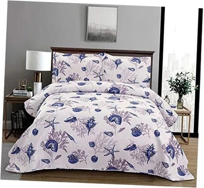 3-Piece Coastal Sea Life Quilt Set Size (96x108in.) Beach King Multicolor - Image 1 of 4