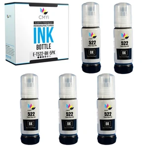 Repuesto de recarga de tinta negra 5UNK 522 para Epson T522 se adapta a EcoTank ET2720 ET4800 - Imagen 1 de 7
