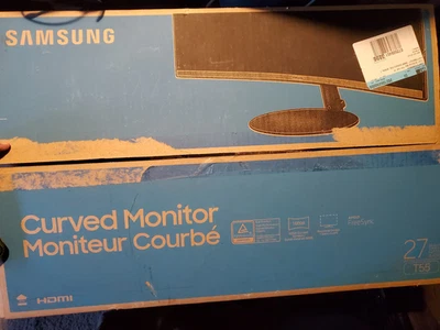 Samsung T55 27" Curved FHD FreeSync Monitor **READ** Washed Out screen, dim. Box - Image 1 of 4