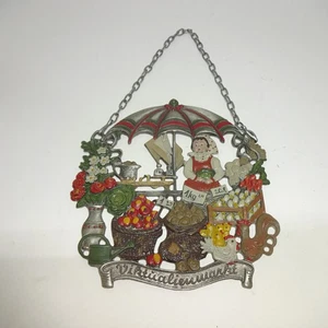 Wandbild Viktualienmarkt München ca. 19 cm (mit Kette) hoch, Bild ca. 12 cm hoch - Picture 1 of 8