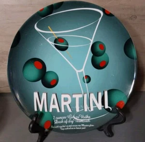 Martini Cocktail Drink Recipe Appetizer Serving Plate Retro Ceramic 8.25'' - Picture 1 of 3
