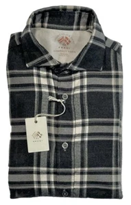 $495 NEW PRADI ITALY HANDMADE WASHED COMPACT YARN COTTON FLANNEL SHIRT 17.5 E 44 - Picture 1 of 7