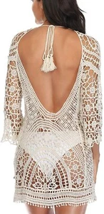 Women’s Bathing Suit Cover Up Crochet Lace Bikini Swimsuit Dress One Size  - Picture 1 of 11