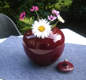 Keramik Deckelvase Vase mit Deckel Blumenvase burgund rot Deko TOP-Zustand - Bild 1 von 6