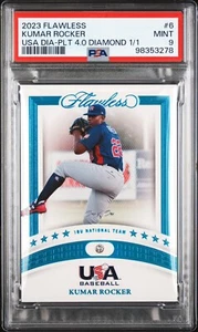 2023 FLAWLESS PANINI BASEBALL KUMAR ROCKER #6 USA 4.0 DIAMOND 1/1 PSA 9 ROOKIE - Picture 1 of 2