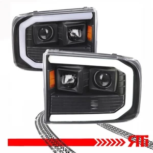 99-04 Ford F250 F350 Super Duty Excursion Upgrade Black Headlights Corner C DRL - Picture 1 of 3