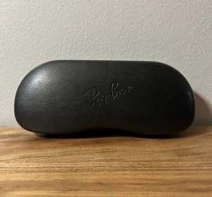 Ray Ban Glasses Case Hard Black Leather Suede Standard Size - Picture 1 of 6