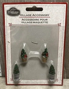 Kopfsteinpflaster Ecken Weihnachtsdorf Zubehör 4 Topiary Büsche Pflanzen - Bild 1 von 4