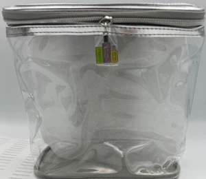 Clinique Cosmetic Makeup Bag pouch Travel CLEAR  w/ Zipper 7"x8"x3" NEW PICTURES - Picture 1 of 3