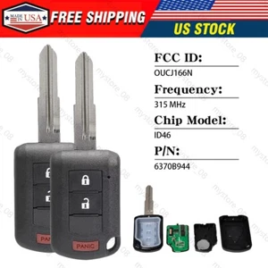 FOR 2015-2022 MITSUBISHI MIRAGE- G4 KEYLESS REMOTE KEY FOB OUCJ166N / 3 BUTTON - Picture 1 of 11
