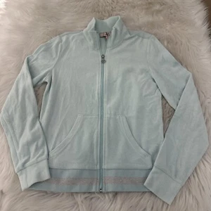 Juicy Couture womens blue track jacket S y2k full zip soft blue - Picture 1 of 9