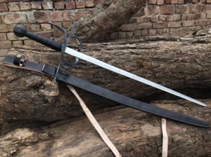 Custom Handmade Carbon Steel Medieval Standard Rapier Sword With Leather Sheath - Picture 1 of 20