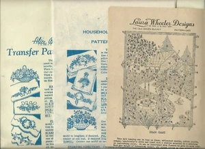 Embroidery patterns OAKEN BUCKET Bird Butterfly Basket MOTIFS vintage Mail Order - Picture 1 of 1