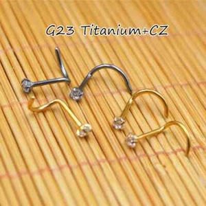 50pcs/Lot Popular CZ Nose Stud Screw G23 Titanium Nose Ring Nose Piercing 20G - Picture 1 of 8