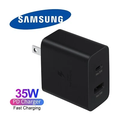 Samsung 35W USB C Adapter Dual Port Wall Charger - Black - Image 1 of 3