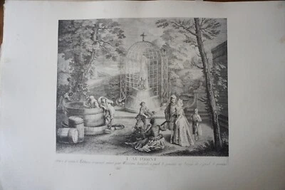 A. WATTEAU (1684-1721) GRANDE GRAVURE XVIII° TIRAGE XX° ROCOCO SCENE DE GENRE L - Photo 1/4