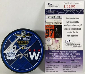 AUSTON MATTHEWS SIGNED 2018 STADIUM SERIES PUCK TORONTO MAPLE LEAFS 3/3/18 +JSA - Picture 1 of 2