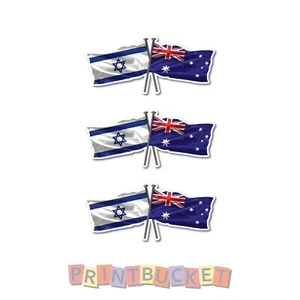 Israel & Australia Flags sticker 100mm 3 pack quality waterproof vinyl - Picture 1 of 1