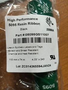 Zebra ORIGINALE 05095GS11007 Ribbon RESINA 110mmx74M diffidate da imitazioni - Afbeelding 1 van 2