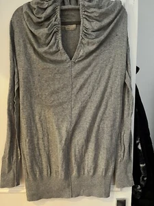 All Saints Vintage Grey Cotton Jumper w Ruched Collar sz 12 - Picture 1 of 4