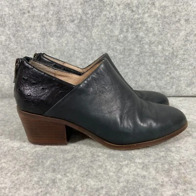 Anthropologie Mujer Cuero Negro Cremallera Trasera Tacón Botín Talla 6.5 Foto 1 de 4