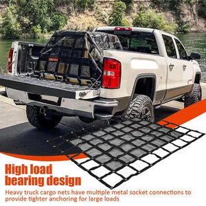Heavy Duty Cargo Net 4.75' X 6' FT For Pickup Trucks W/Cam Buckles & J-Hooks - Picture 1 of 12