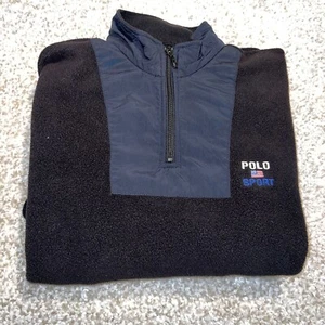 Suéter Polo Deportivo Ralph Lauren De Colección Para Hombres Grande Negro Cremallera Pullover Polar EE. UU. - Imagen 1 de 11