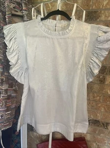 Jodifl Blouse Women's Medium Peasant Top Ruffles Silver - Picture 1 of 8