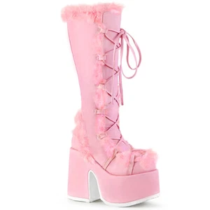 PLEASER BABY PINK 5" KNEE-HI BOOT. FAUX FUR TRIM-INNER ZIPPER 6 7 8 9 10 11 12 - Picture 1 of 1