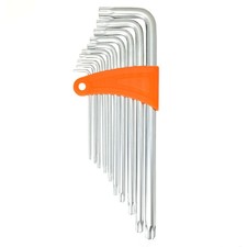 SET 9 CHIAVI TORX FRANCESI CON FORO BRUGOLA FORMA L LUNGA IN CROMO VANDAIO