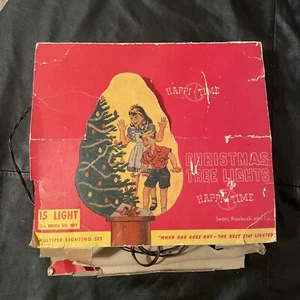 15 Vintage Red CHRISTMAS TREE LIGHTS Happi Time SEARS,ROEBUCK Works Original Box - Picture 1 of 6