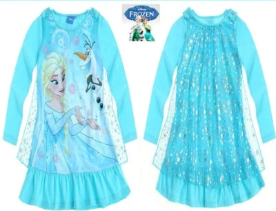 Disney FROZEN Nachthemd Eiskönigin Elsa mit Umhang Nacht Kleid 128 oder 140 NEU