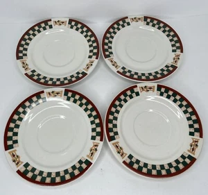 4 Betty Crocker Country Inn Collection Untertassen Schachbrett 6 1/4" Set 2 Zaun - Bild 1 von 6