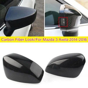 For 2014-2016 Mazda 3 Axela 2X Carbon Fiber Look Side Rearview Mirror Cover Cap - Picture 1 of 10