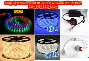 1-50M RGB LED Strip 220V 240V 5050 60LED/M Waterproof Tape Lights Rope UK Plug - Picture 1 of 5