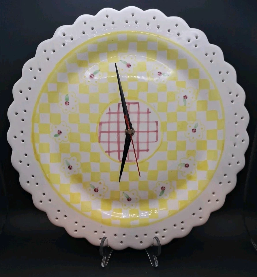 Two's Company Ceramic Wall Clock Patti Cappell Designs Hand Painted Plate - Image 1 of 4