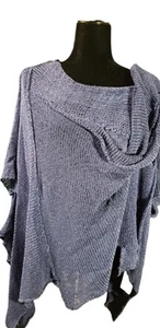 B&K Moda Lagenlook Sweater Open Knit, One Size, Purple, Asymmetric Boho Chic - Picture 1 of 8