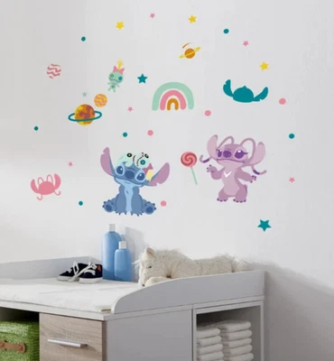 Disney Stitch & Angel Wall Stickers 50x70cm Vinyl Decals Set 35pcs Home Decor - Image 1 of 4