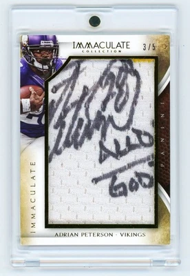 2014 Immaculate Marks Inscription Adrian Peterson Auto Game Used Jumbo Patch 3/5 - Image 1 of 2
