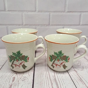 Sango 1989 Jingle Bells Steinzeug Kaffeetassen, 4er Set, Weihnachtsmotiv 4700-42 - Bild 1 von 6