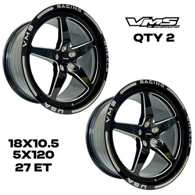 2 VMS RACING V-STAR RACE TRACK RIMS WHEELS SET 18X10.5 5X120 27 ET 6.75 BS - Image 1 of 4