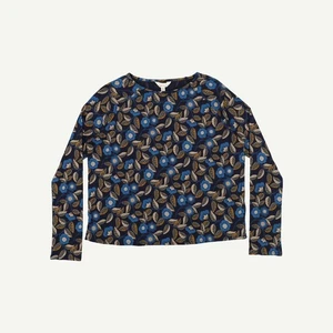 Seasalt Cornwall Womens Navy Cotton/Elastane Floral Long sleeved Top Size 8 - Picture 1 of 12